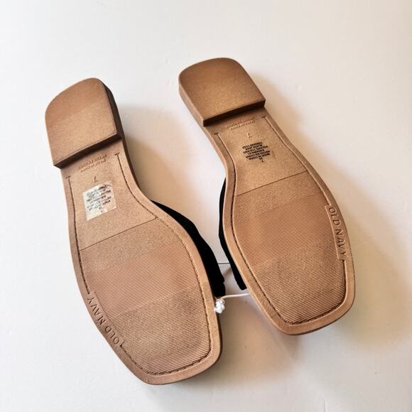 Old Navy Women’s Square Toe Black Jack Knotted Low Heel Flat Sandals Sz 7 - Picture 6 of 8